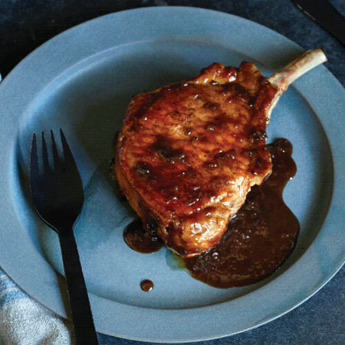 Pork Chops Recipe with Coffee and Black Currant Sauce
